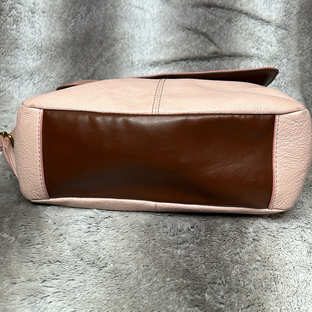 Fossil Blush With Brown Trim Fold Over Snap Backp… - image 7